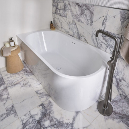 DC17034 Tavistock Cadence 1700 x 820mm Left Hand Corner Bath with Gunmetal Bath Shower Mixer
