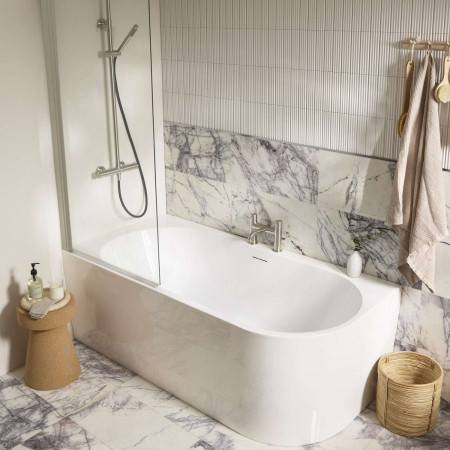 DC17037 Tavistock Cadence 1500 x 800mm Left Hand Corner Bath with Bath Screen