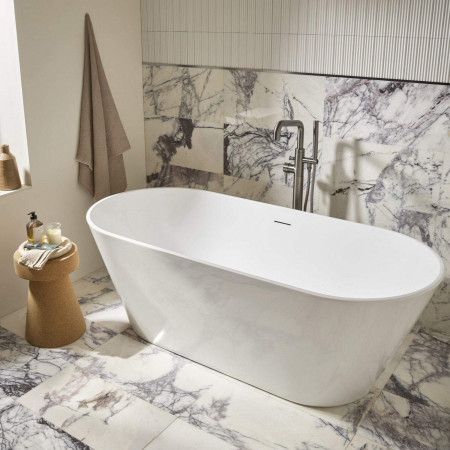 DC17030 Tavistock Cadence 1500mm Double Ended Freestanding Bath with Gunmetal Bath Shower Mixer