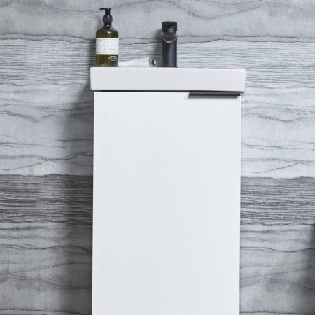 CA400FW/DC12010 Tavistock Cadence 400mm Cloakroom Unit in Gloss White with Basin Lifestyle