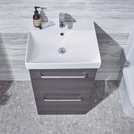 CA500FTW Tavistock Cadence 500mm Floor Mounted Unit in Tundra Wood with Basin Lifestyle