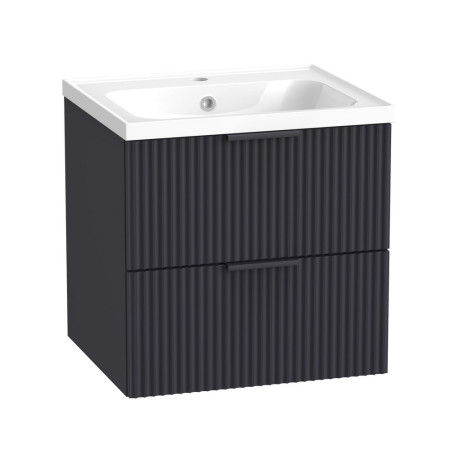 Tavistock Cadence 500mm Wall Hung Fluted Vanity Unit and Basin in Storm Grey