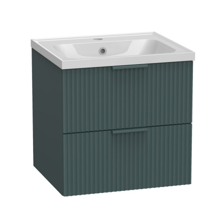 Tavistock Cadence 500mm Wall Hung Fluted Vanity Unit and Basin in Viridian Green
