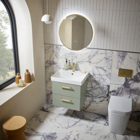CA500WLRL Tavistock Cadence 500mm Wall Hung Vanity Unit and Basin in Laurel Green Lifestyle