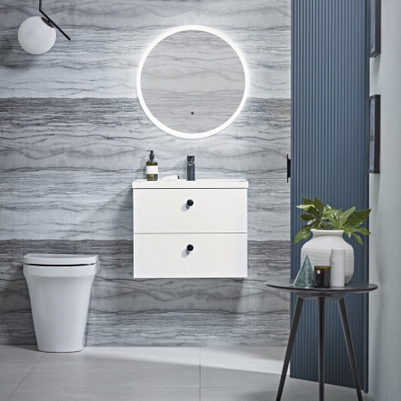 CA500W.W Tavistock Cadence 500mm Wall Mounted Unit in Gloss White with Basin Bathroom Setting