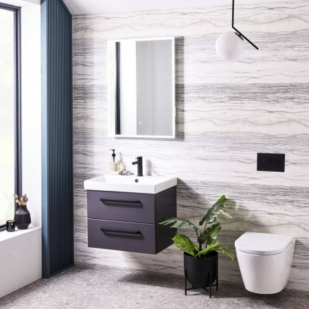 CA500WSG Tavistock Cadence 500mm Wall Mounted Unit in Storm Grey with Basin Bathroom Setting