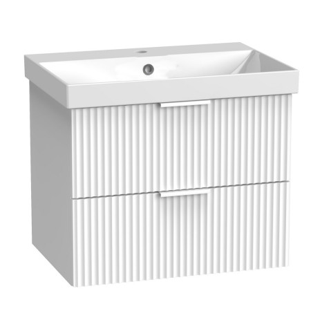 Tavistock Cadence 600mm Wall Hung Fluted Vanity Unit and Basin in Matt White