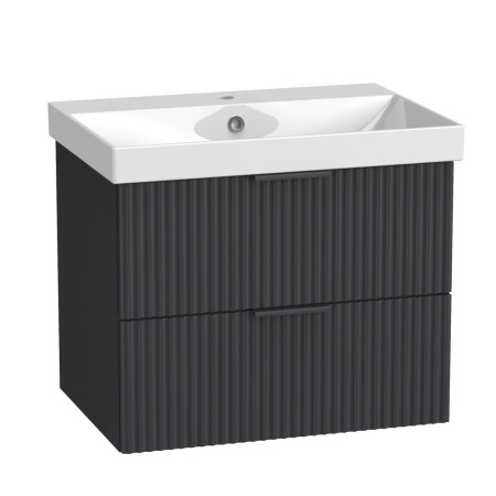 Tavistock Cadence 600mm Wall Hung Fluted Vanity Unit and Basin in Storm Grey