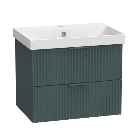 Tavistock Cadence 600mm Wall Hung Fluted Vanity Unit and Basin in Viridian Green