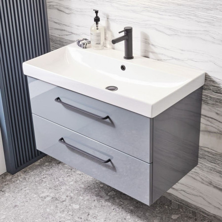 CA600WGSP Tavistock Cadence 600mm Wall Mounted Unit in Gloss Spruce with Basin Lifestyle