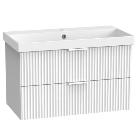 CAFL800WMW Tavistock Cadence 800mm Wall Hung Fluted Vanity Unit and Basin in Matt White