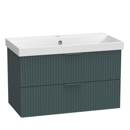 Tavistock Cadence 800mm Wall Hung Fluted Vanity Unit and Basin in Viridian Green
