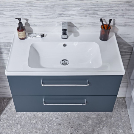 CA800WOB Tavistock Cadence 800mm Wall Mounted Unit in Oxford Blue with Basin Close Up