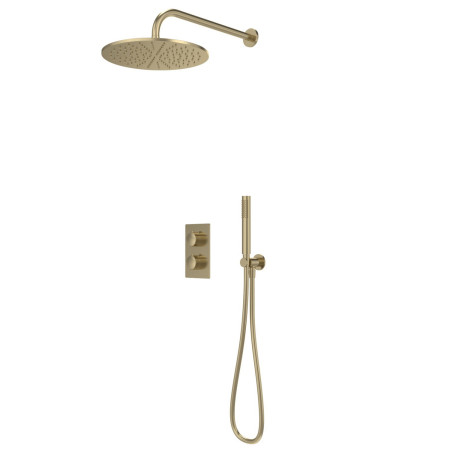 Tavistock Cohort Brushed Brass Concealed Shower System with Handset and Fixed Head