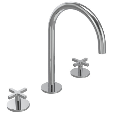 Tavistock Cohort Cross 3TH Chrome Basin Mixer with Waste
