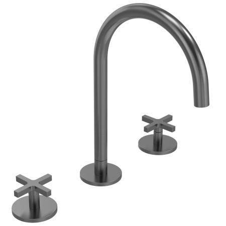 Tavistock Cohort Cross 3TH Gunmetal Basin Mixer with Waste