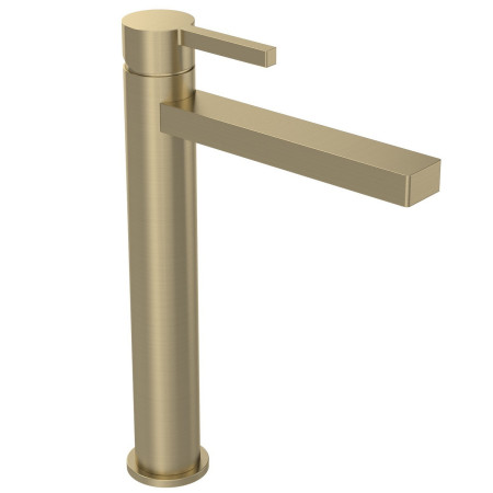 Tavistock Cohort Cross Brushed Brass Tall Basin Mixer with Waste