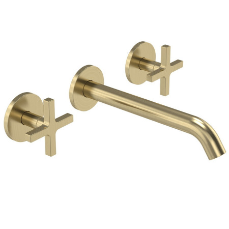Tavistock Cohort Cross Brushed Brass Wall Mounted Basin Mixer
