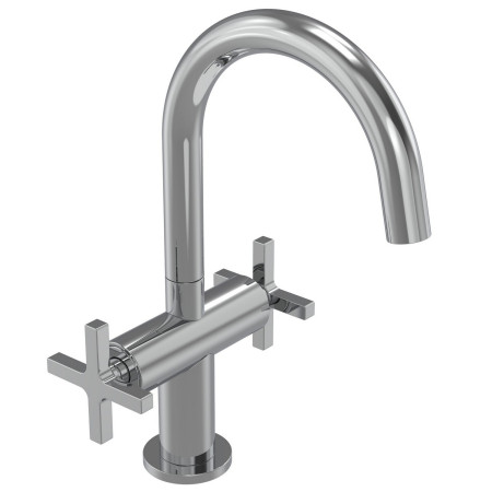Tavistock Cohort Cross Two Handle Chrome Basin Mixer with Waste