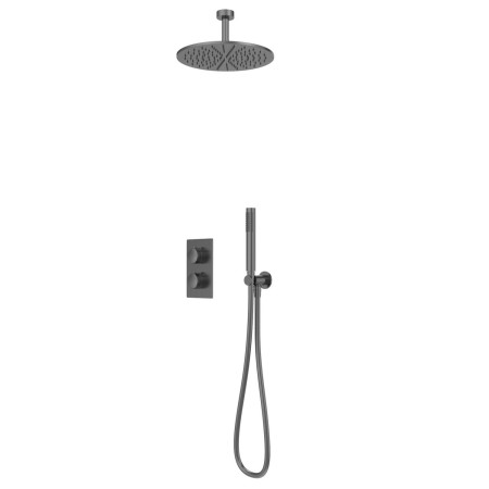 Tavistock Cohort Gunmetal Concealed Shower System with Handset and Ceiling Head