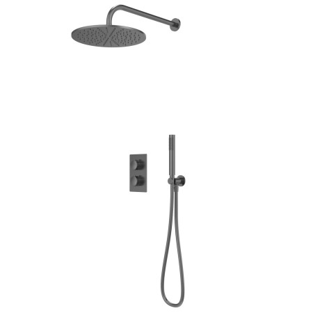 Tavistock Cohort Gunmetal Concealed Shower System with Handset and Fixed Head