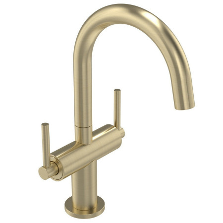 Tavistock Cohort Lever Two Handle Brushed Brass Basin Mixer with Waste