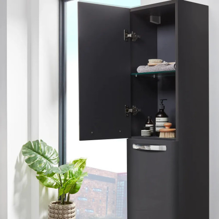 CM350CSG Tavistock Compass 350mm Storm Grey Tall Storage Unit Bathroom Setting