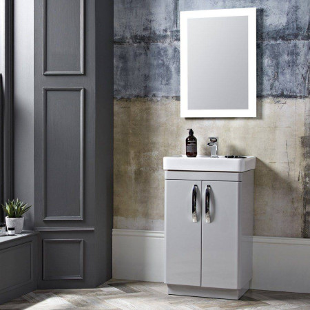 CM500FG Tavistock Compass 500mm Gloss Light Grey Freestanding Vanity Unit & Basin with Storage Unit