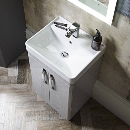 CM500WG Tavistock Compass 500mm Wall Hung Unit Gloss Light Grey & Basin (2)