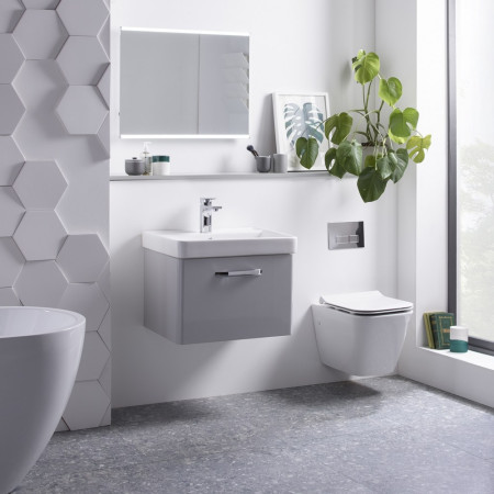 CM500WG Tavistock Compass 500mm Wall Hung Unit Gloss Light Grey & Basin (5)