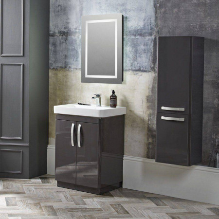 CM600FC Tavistock Compass 600mm 2 Door Freestanding Unit with Basin Gloss Clay with Tall Boy Unit