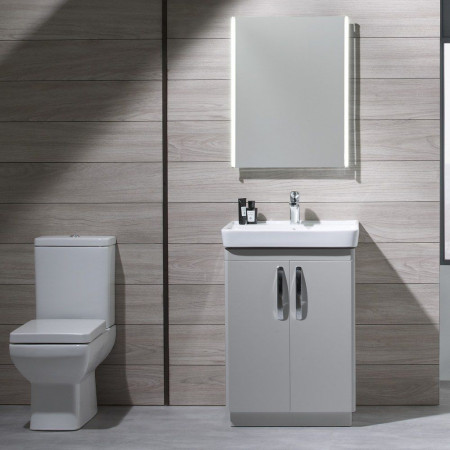 CM600FG Tavistock Compass 600mm 2 Door Freestanding Unit with Basin Gloss Light Grey (3)