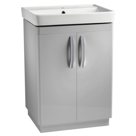 Tavistock Compass 600mm 2 Door Freestanding Unit with Basin Gloss Light Grey
