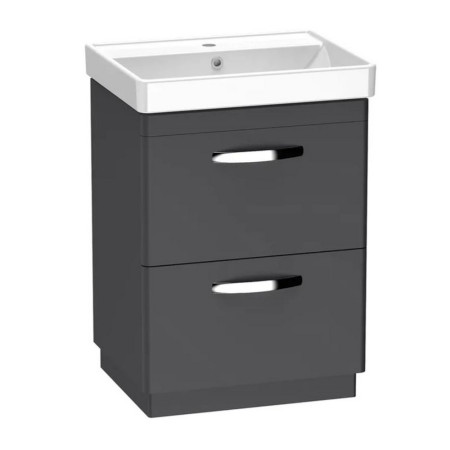 Tavistock Compass 600mm Double Drawer Storm Grey Freestanding Vanity Unit