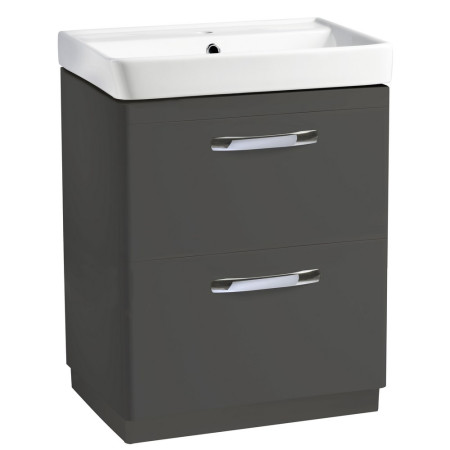 Tavistock Compass 600mm Gloss Clay Double Drawer Freestanding Unit with Ceramic Basin