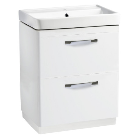 Tavistock Compass 600mm Gloss White Double Drawer Freestanding Unit with Ceramic Basin
