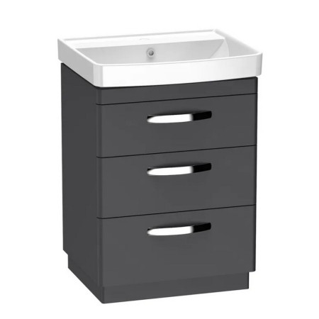 Tavistock Compass 600mm Three Drawer Storm Grey Freestanding Vanity Unit