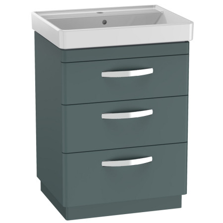 Tavistock Compass 600mm Three Drawer Viridian Green Freestanding Vanity Unit