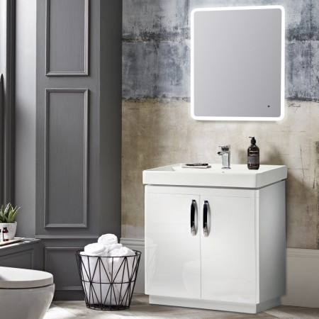 CM800FW Tavistock Compass 800mm Gloss White Freestanding Unit with Ceramic Basin (2)