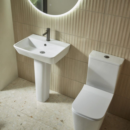 DC14063/DC14064 Tavistock Compass Square 550mm Basin and Pedestal Bathroom Setting