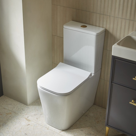 Tavistock Compass Square Fully Enclosed Comfort Height Close Coupled WC and Seat Bathroom Setting