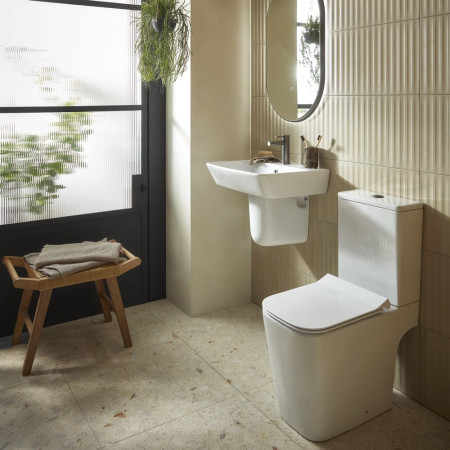 Tavistock Compass Square Open Back Close Coupled WC with Seat Bathroom Setting
