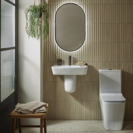 Tavistock Compass Square Open Back Comfort Height Close Coupled WC and Seat Bathroom Setting