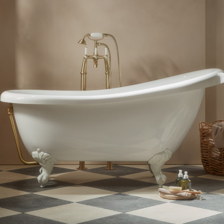 DC17021 Tavistock Exposed Brushed Brass Bath Overflow Kit with Click Waste Bathroom Setting