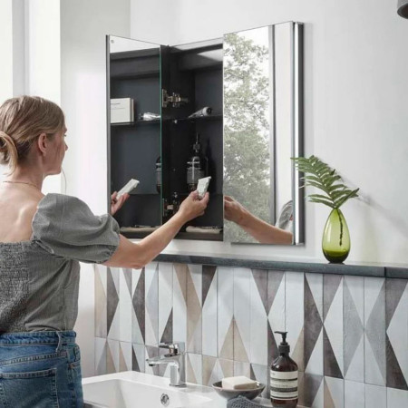FCC060U Tavistock Facade 600mm Double Door Illuminated Mirrored Cabinet Internal Storage