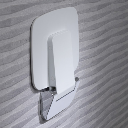 8020 Tavistock Foldable White Shower Seat Folded Up