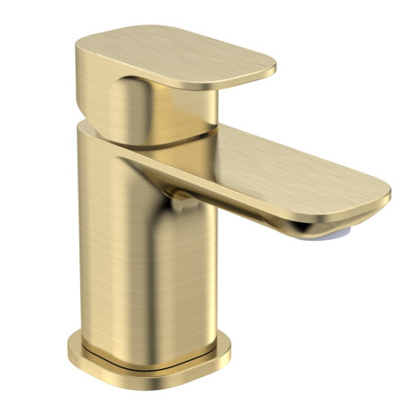 Tavistock Haze Brushed Brass Mini Basin Mixer with Click Waste