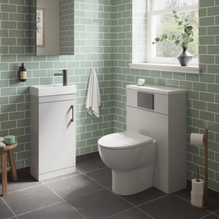 KW4FMLG Tavistock Kew 400mm Matt Light Grey Cloakroom Vanity Unit and Basin Lifestyle