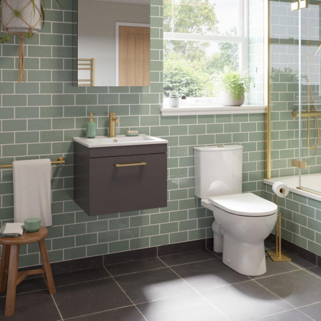 KW5W1SG Tavistock Kew 500mm Matt Storm Grey Wall Hung Vanity Unit and Basin Lifestyle