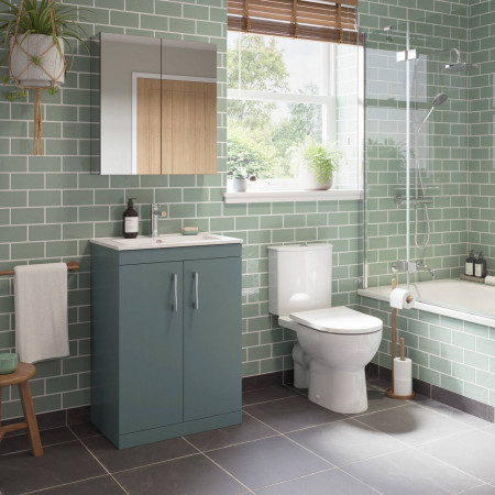KW5FVRG Tavistock Kew 500mm Matt Viridian Green Freestanding Vanity Unit and Basin Lifestyle
